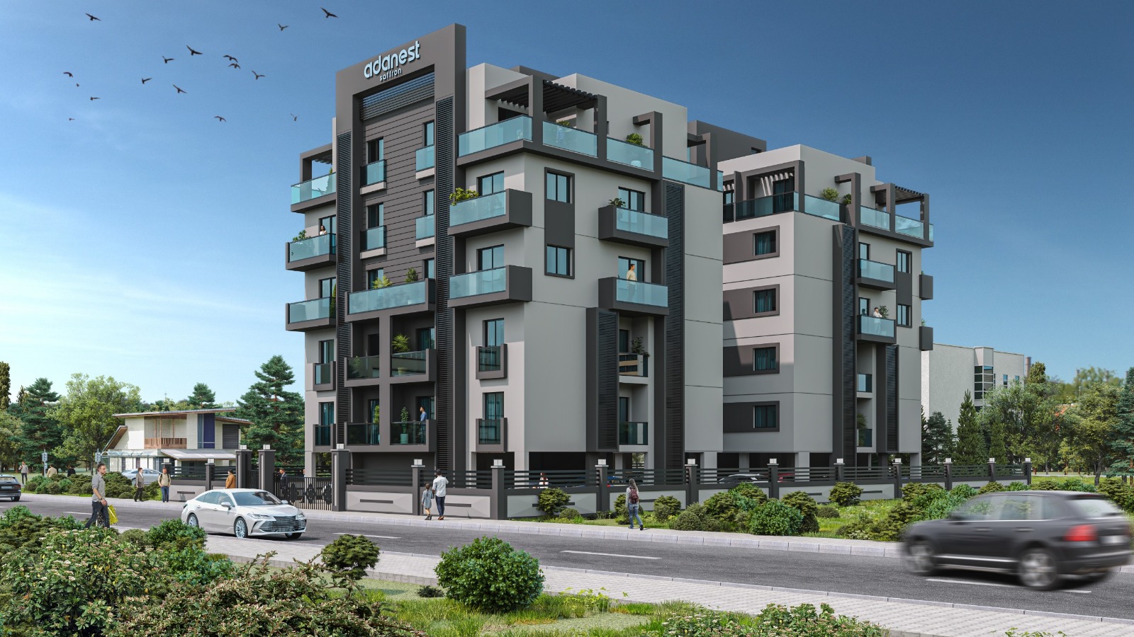Saffron exterior evening render